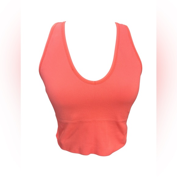 Athleta Aurora Rib Crop Tank Camisole Coral Pink M - Picture 2 of 7